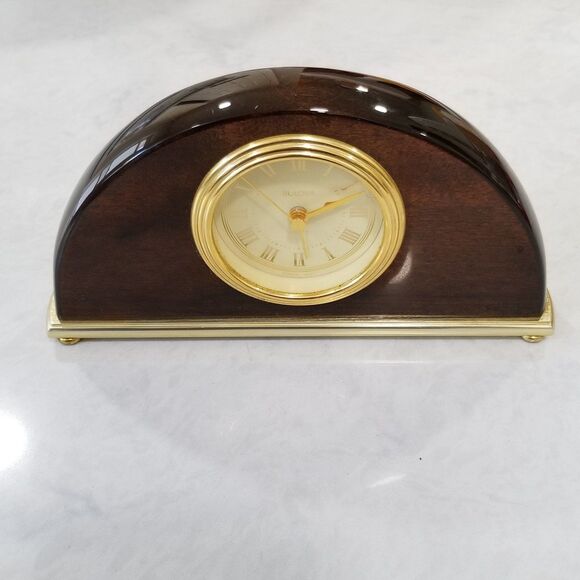 bulova b2212 mantle clock mahogany & brass working - Picture 1 of 11